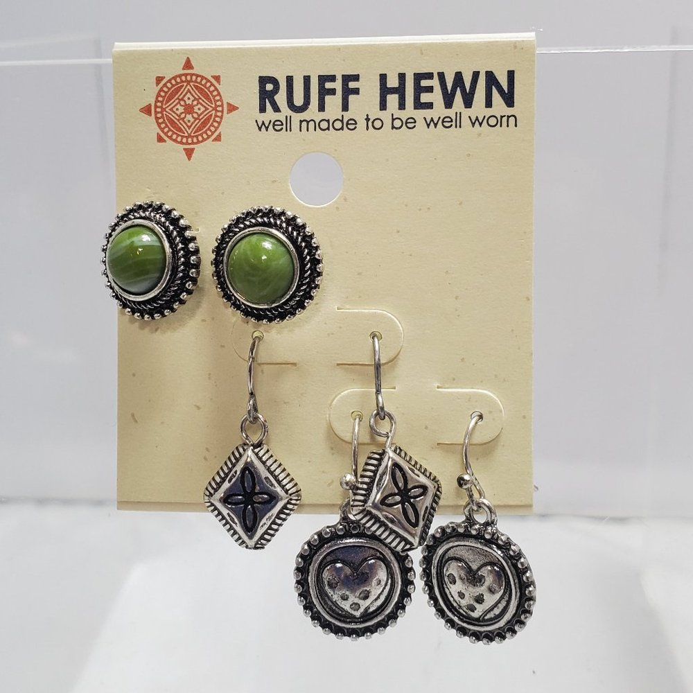 Ruff Hewn trio earrings